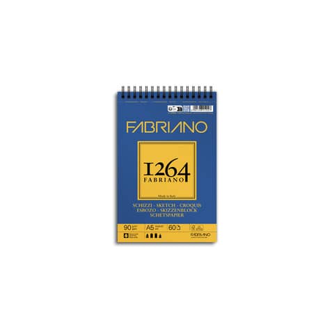 Blocco spiralato Fabriano 1264 schizzi 90 g 60 fogli A5 - spirale lato