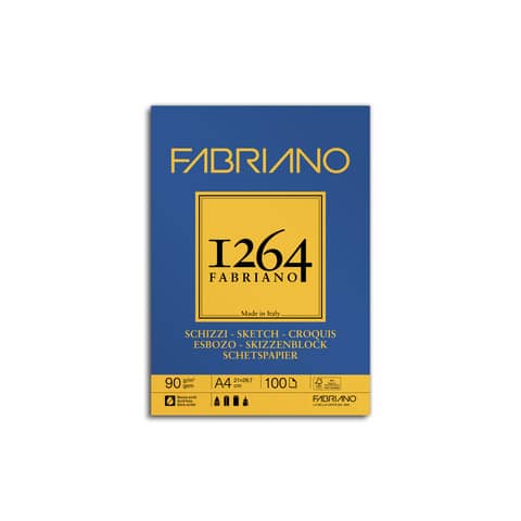 Blocco collato Fabriano 1264 schizzi 90 g A4 - 100 fogli -