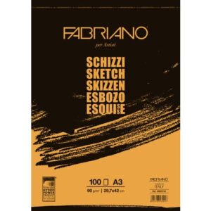 Blocco Fabriano Schizzi grana naturale 90 g 100 fogli A3 - collato -