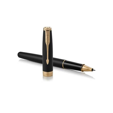 Penna roller Parker Sonnet punta F inchiostro nero Parker Matte Black GT