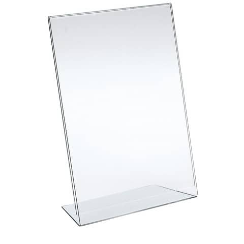 Portadepliant in acrilico con base a L Lebez formato 9x13 cm - verticale -