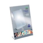 Portadepliant in acrilico con base a L Lebez formato 13x18 cm - verticale -
