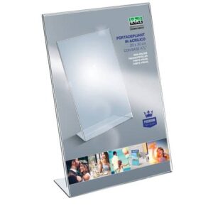 Portadepliant in acrilico con base a L Lebez formato 20x30 cm - verticale -