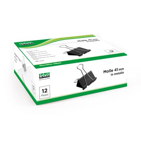 Molla double clips Lebez formato 41 mm - conf. da 12 pezzi -