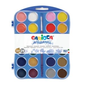 Astuccio acquerelli in pastiglia Carioca Ø 30 mm conf. da 24 colori assortiti -