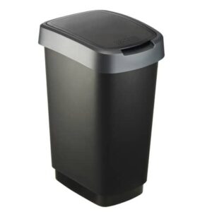 Cestino Rotho 10 L in PPL con coperchio basculante nero/grigio -