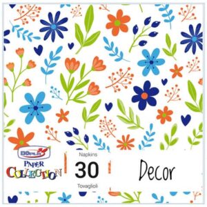 Tovaglioli in pura cellulosa 33x33 cm - 3 veli - conf. 30 pz - blue flowers