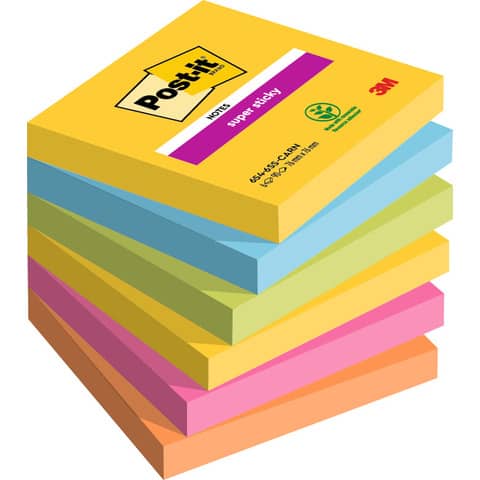 Foglietti Post-it® Super Sticky Carnival - conf. 6 blocchetti da 90 ff