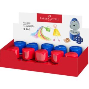 Temperamatite 3 fori Faber-Castell Grip 2001 rosso/blu assortiti