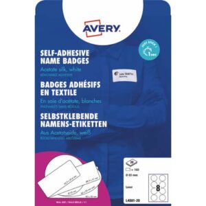 Badge adesivi per tessuti rotondi Avery Ø 65 mm - 8 et/foglio - stampanti laser